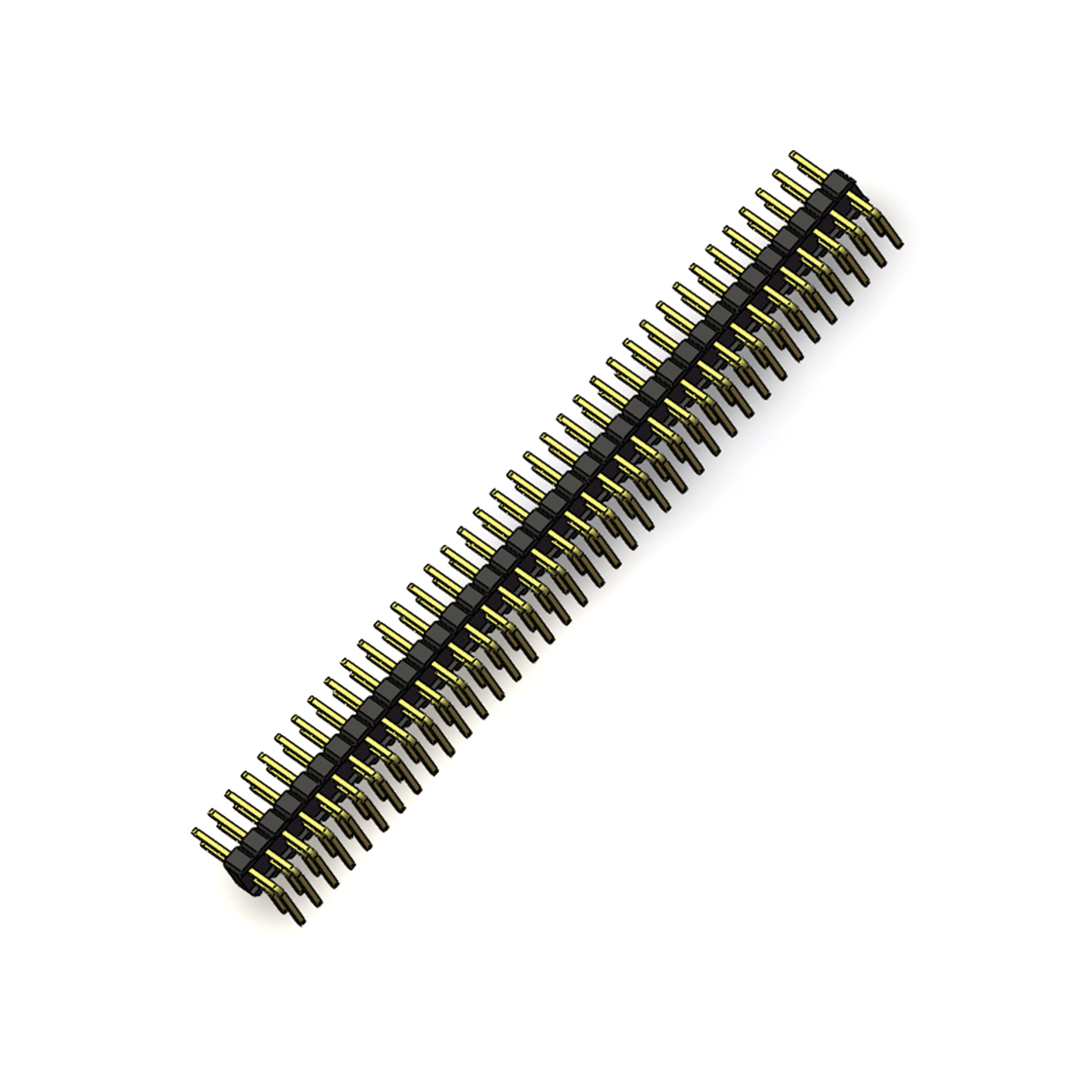 PH2541 排针连接器 Pitch 2.54mm 90° 双排 DIP 单塑排针 PA:4.0 PC:3.0 2X40Pin 黑色 PA6T，94V-0 镀全金G/F